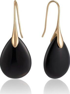 Grey Agate Teardrop Earrings | Natural Stone Drop Dangle Earrings